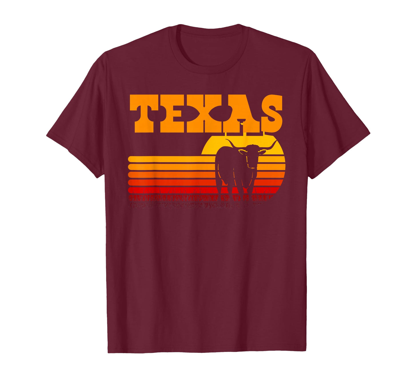 Texas Longhorn Shirts for Men Vintage Retro Sunset Texas T-Shirt