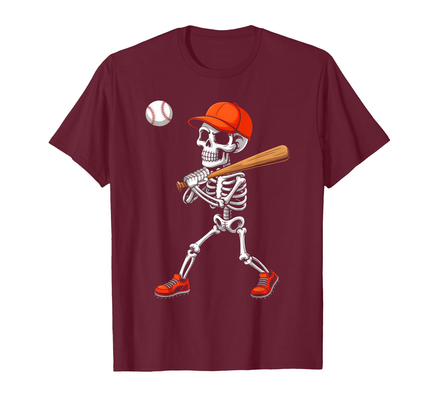 Funny Skeleton Baseball Halloween Costume Men Boys Kids T-Shirt