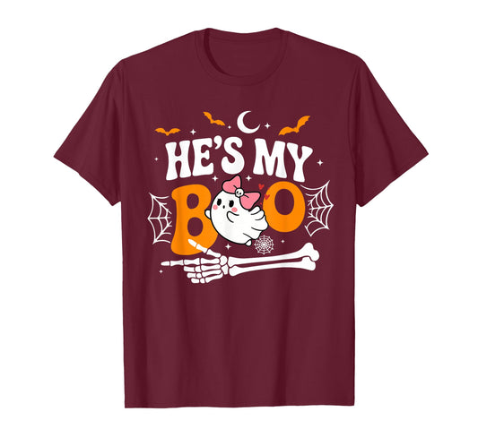 He's My Boo Ghost Matching Halloween Couple Girlfriend T-Shirt
