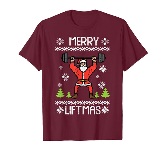 Merry Liftmas Ugly Christmas Xmas Workout Gym Bodybuild Men T-Shirt