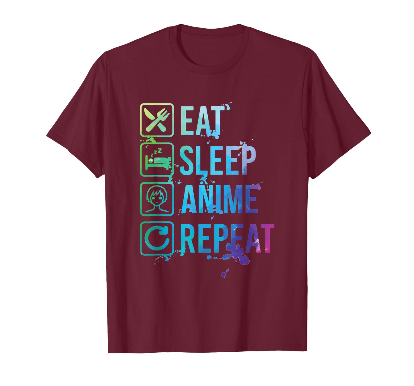 Anime Eat Sleep Repeat Watercolor Gift T-Shirt
