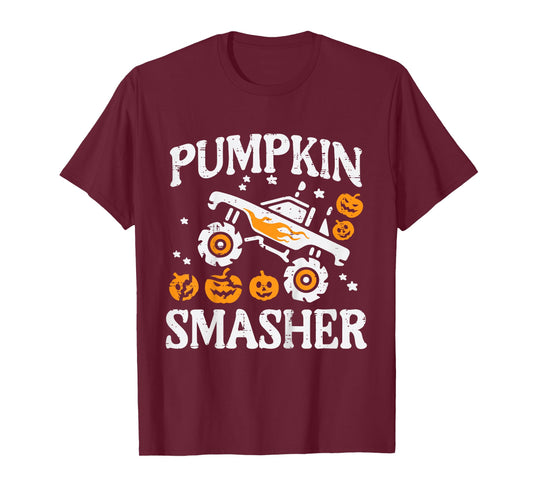 Kids Halloween Monster Truck Pumpkin Smasher Costume Toddler Boys T-Shirt