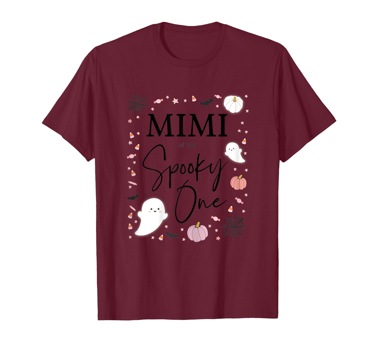 Womens Mimi of the Spooky One Girl First Birthday Pink Halloween T-Shirt