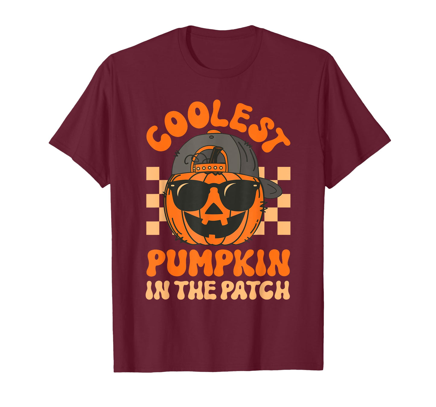 Groovy Coolest Pumpkin In The Patch Halloween For Boys Kids T-Shirt
