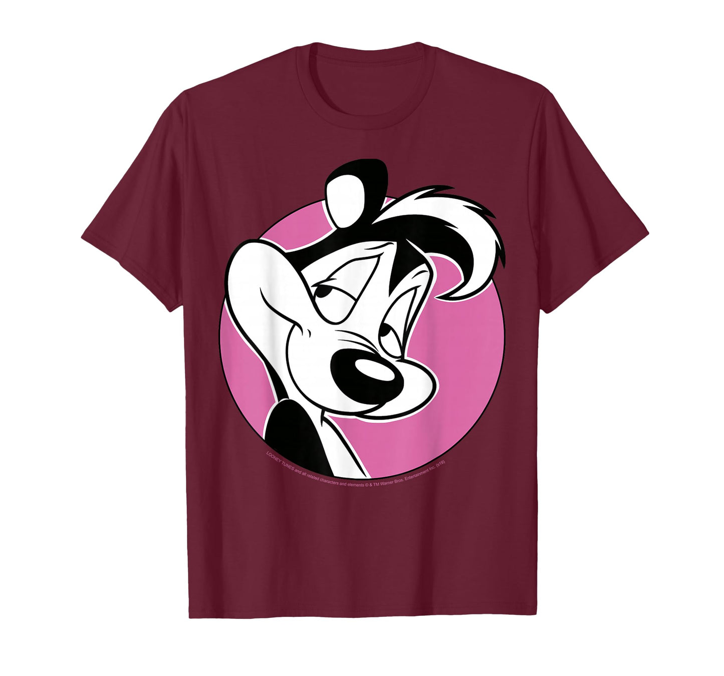 Looney Tunes Pepe Le Pew Pink Circle Portrait T-Shirt Small