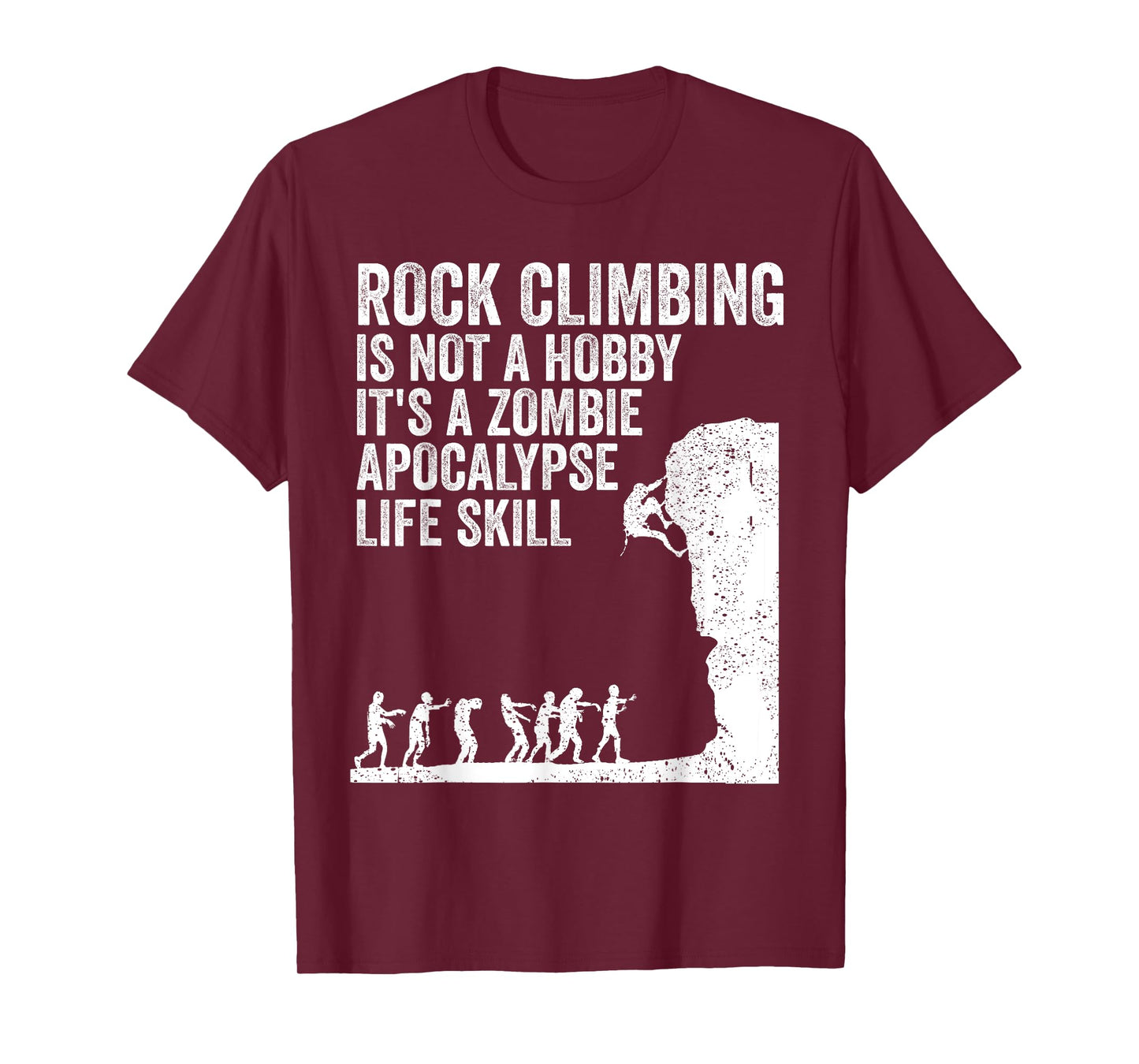 Funny Rock Climber Gift For Men Women Cool Zombie Climbing T-Shirt