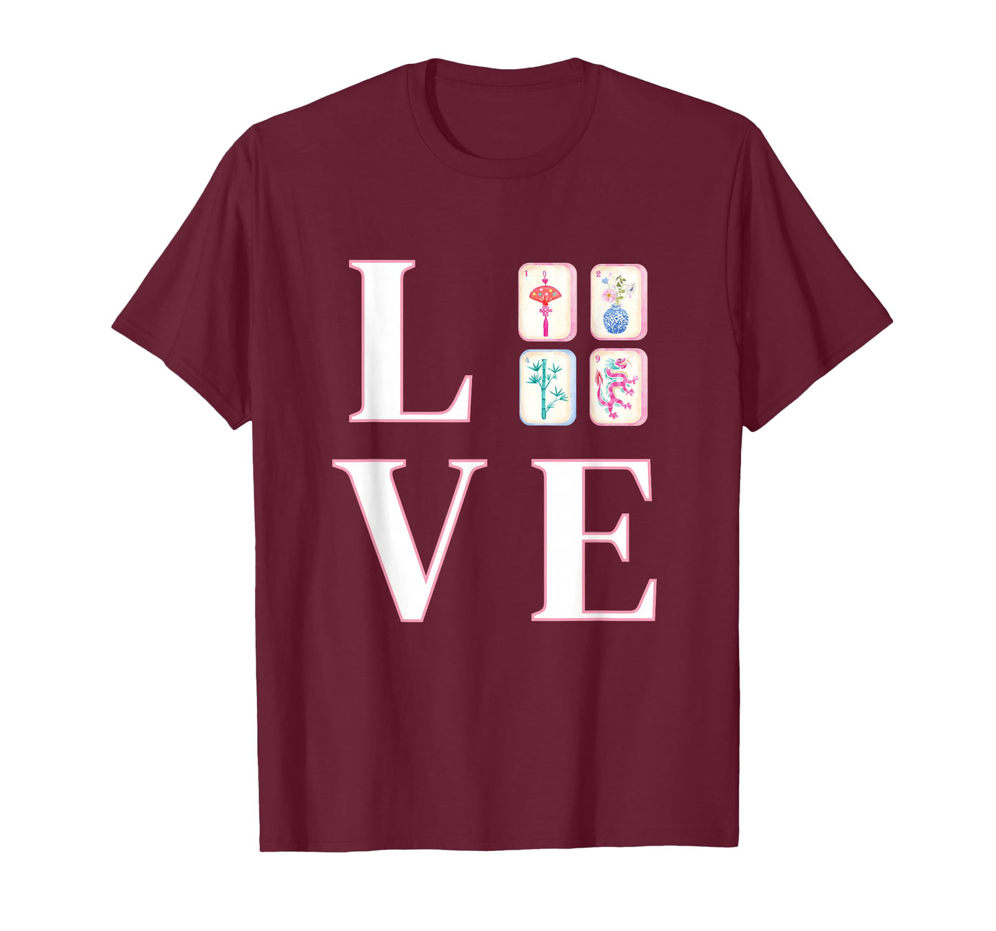 I Love Mahjong Tiles Mah Jongg Player Chinese Game T-Shirt