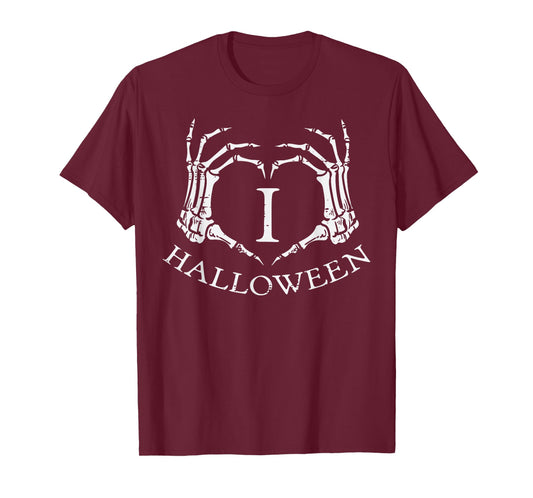 I Heart Love Halloween Skeleton Hand Costume Men Women Kids T-Shirt