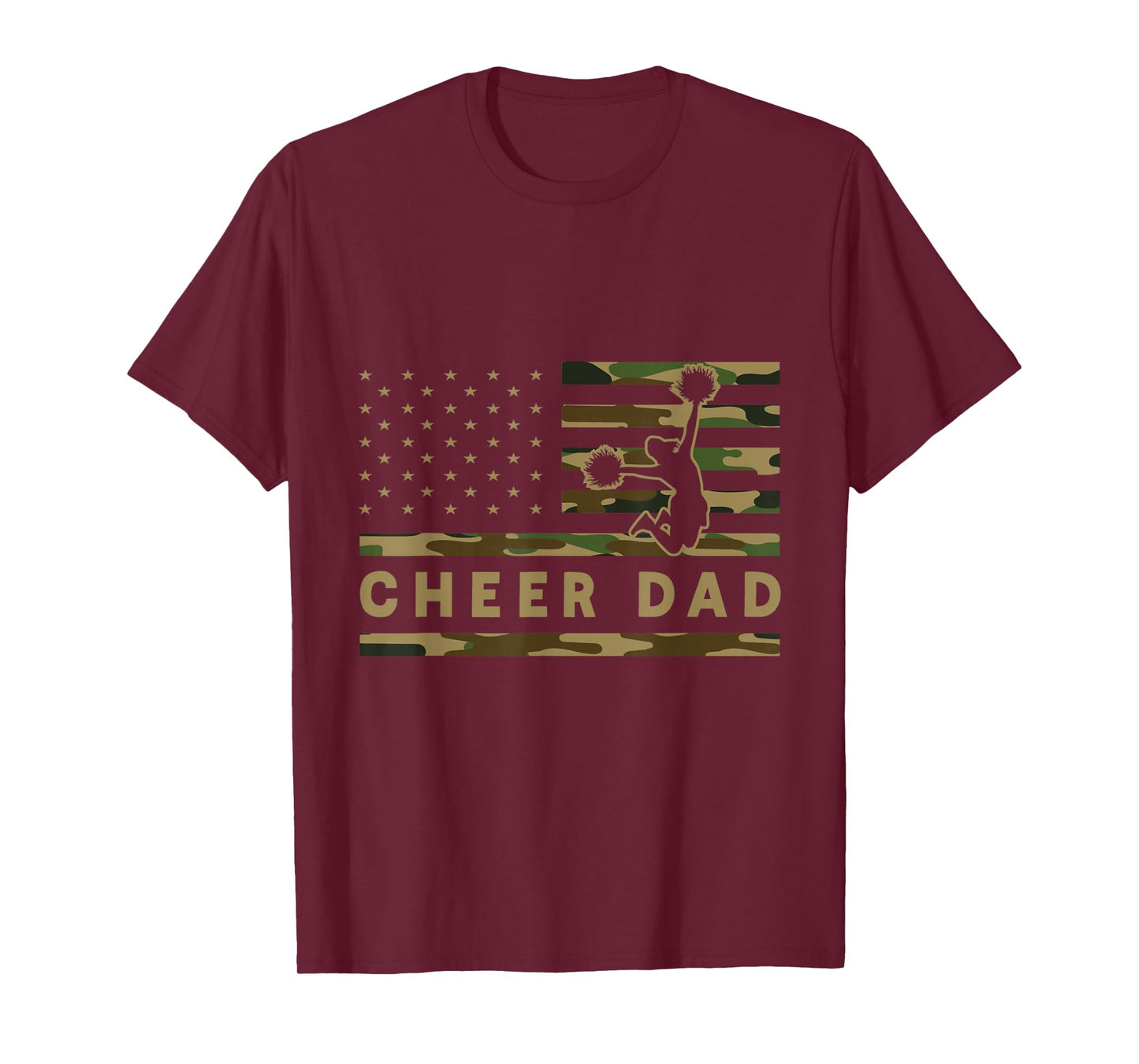 Cheer Dad Camo American Flag Cheerleader Supporter T-Shirt