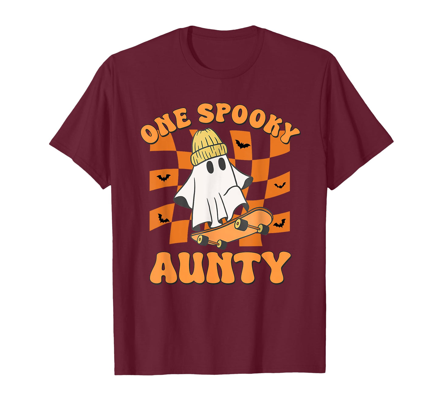 One Spooky Aunty Birthday Halloween Skateboarding Ghost T-Shirt