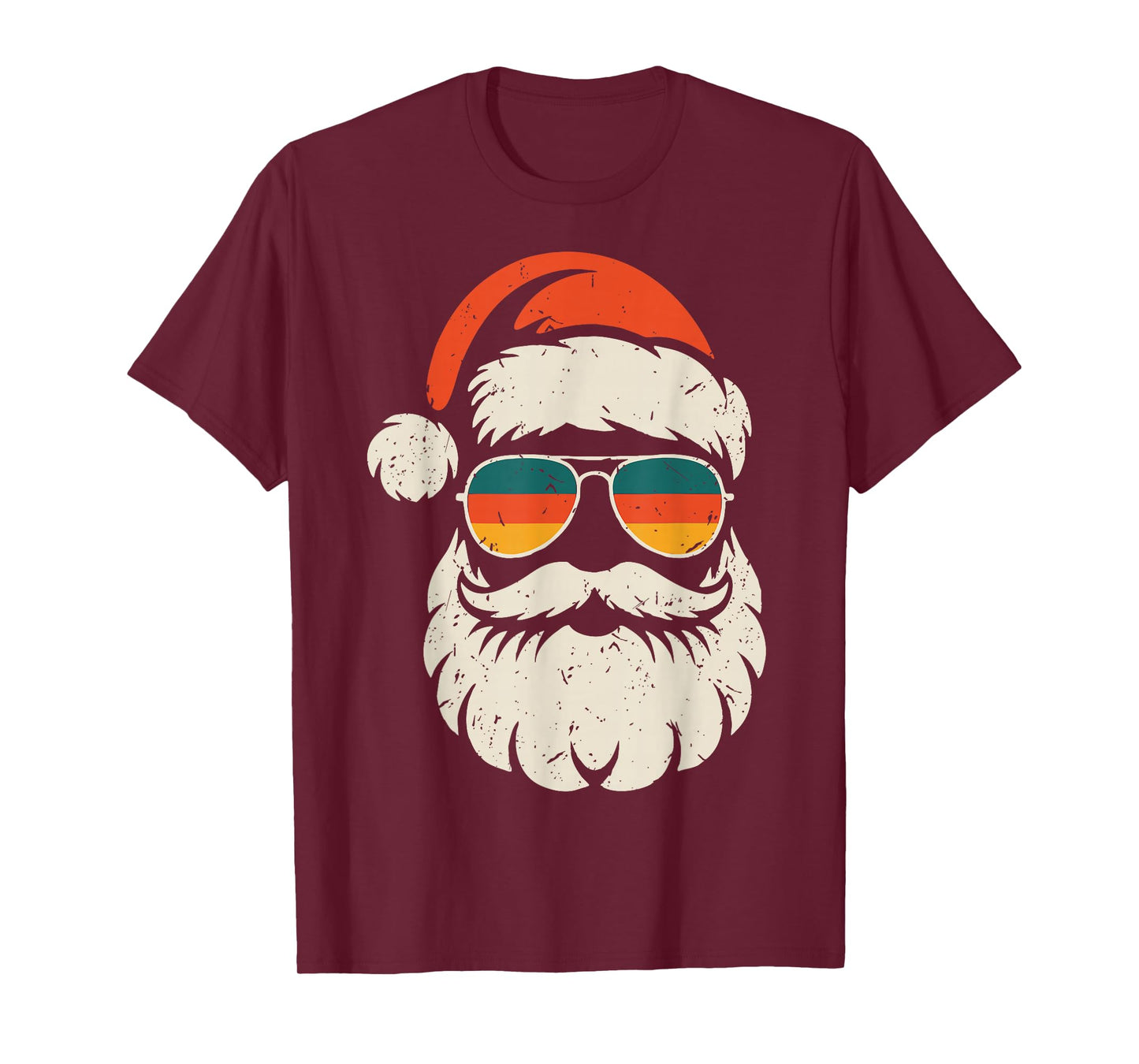 Retro Santa Face Sunglasses Funny Christmas Family Outfit T-Shirt