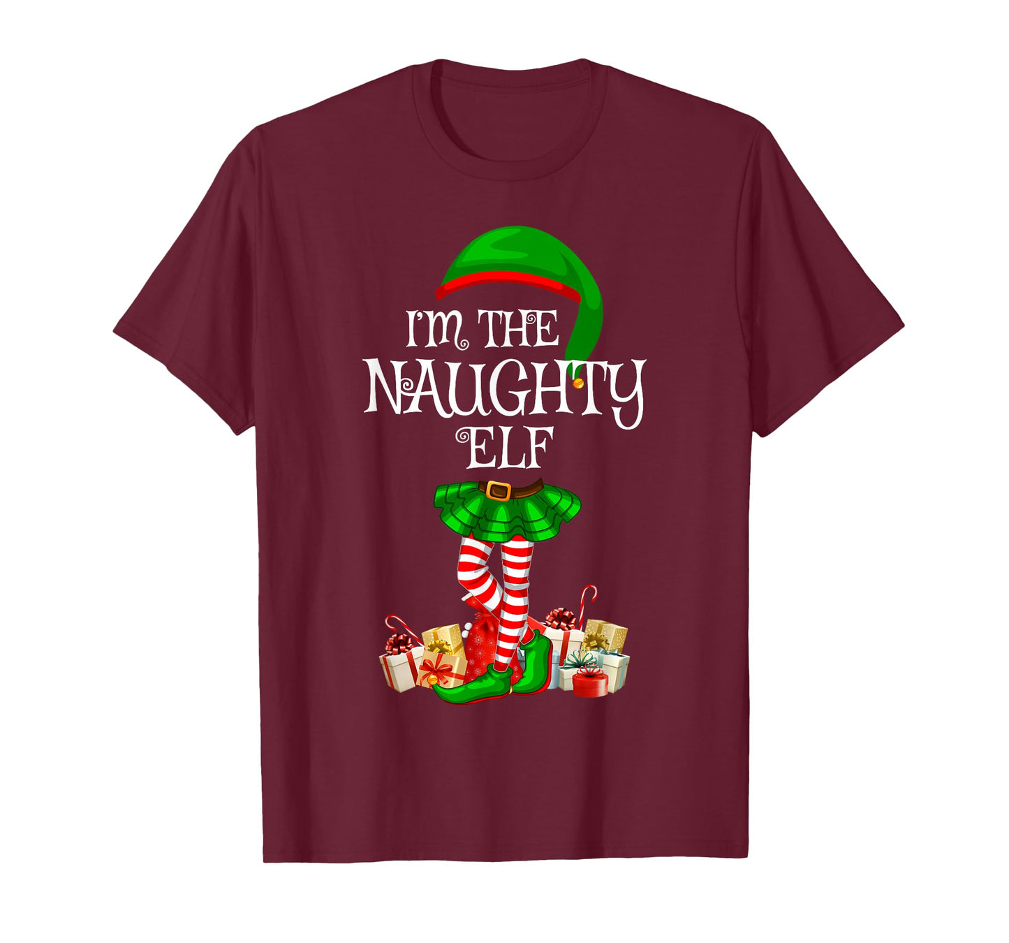 Matching Family Women Girls I'm The Naughty Elf Christmas T-Shirt