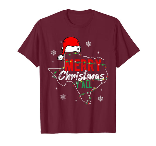 Merry Christmas Y'All Texas State Holiday Santa Claus Texas T-Shirt