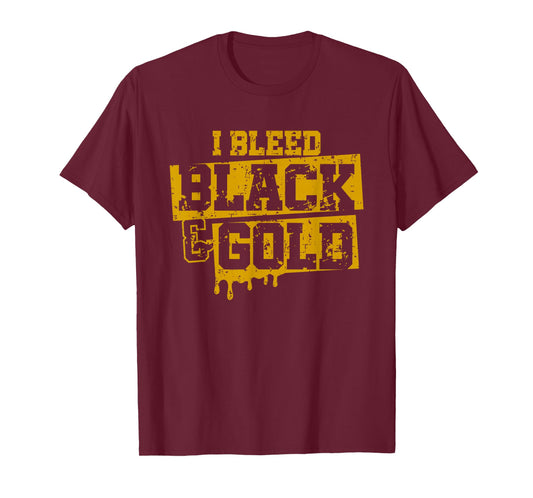 I Bleed Black and Gold Game Day Group School Football Sports T-Shirt