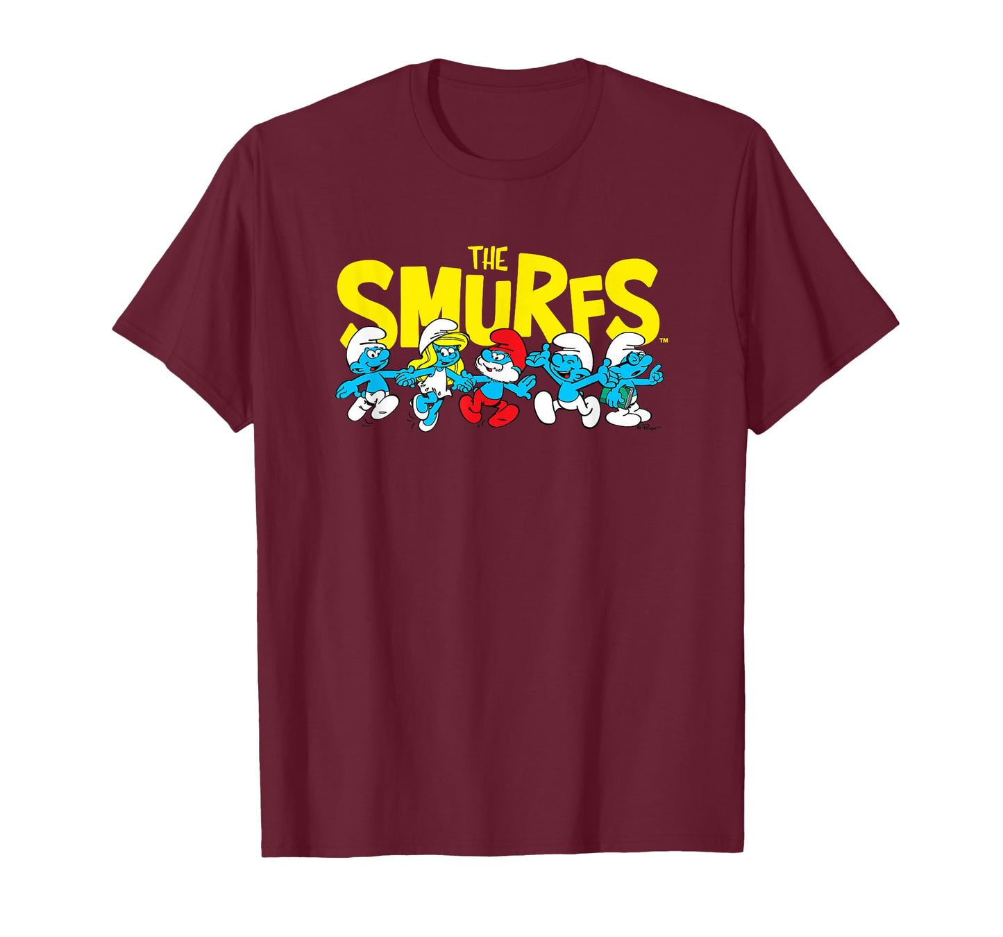 The Smurfs Logo with Smurfs Cast Retro Cartoon T-Shirt