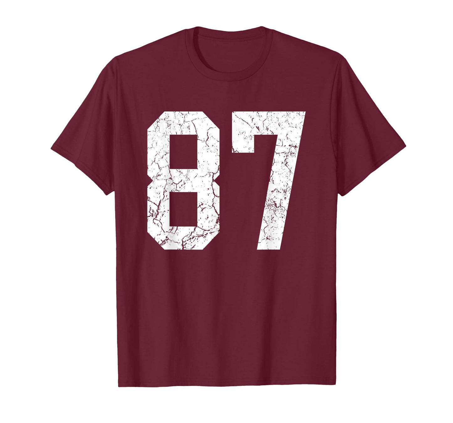 Distressed White Number 87 Jersey Player Uniform #87 T-Shirt