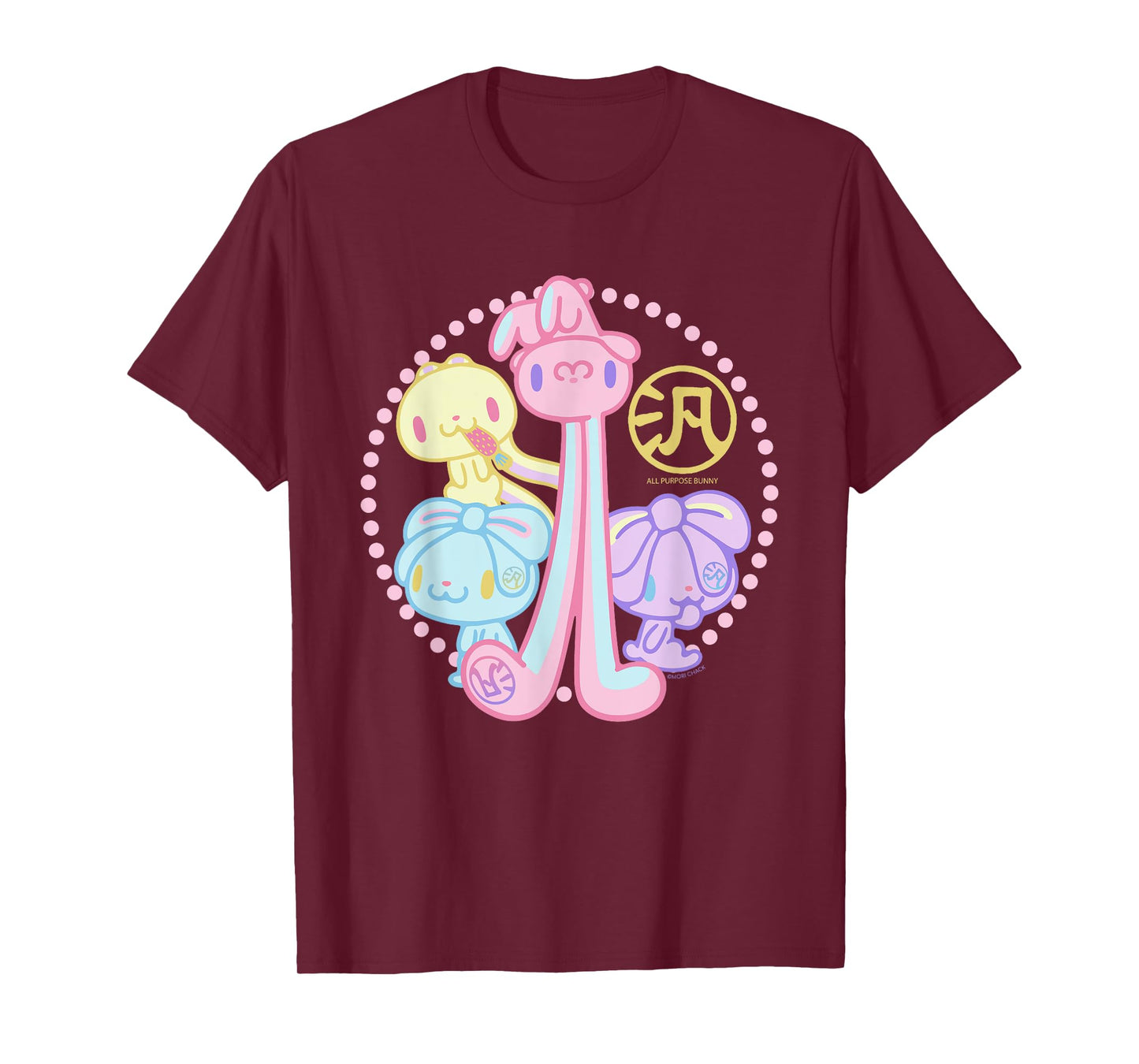 All Purpose Bunny Hanyo Usagi Pink Blue Purple & Yellow T-Shirt