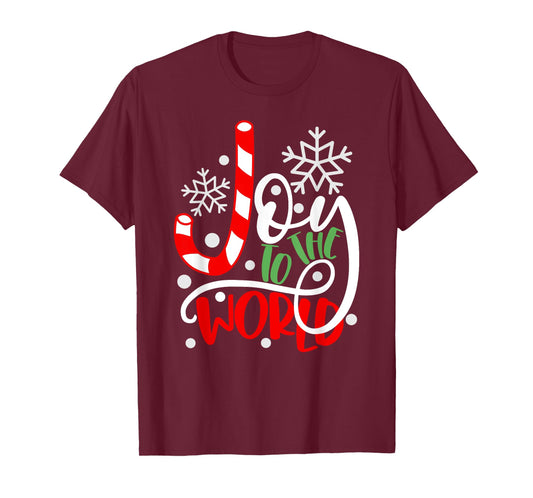 Joy to the World Candy Cane Christmas T-Shirt