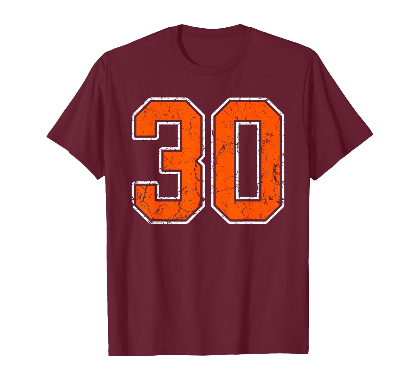 Distressed Orange White Number 30 Jersey Player Uniform #30 T-Shirt