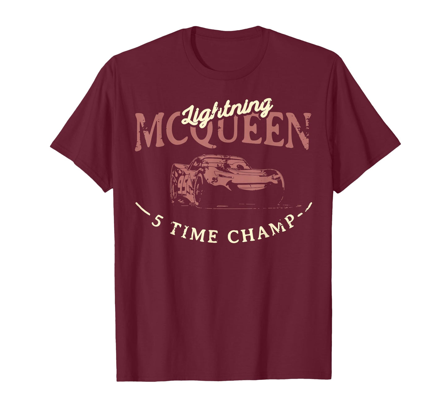 Disney Pixar Cars 3 Lightning McQueen Vintage 5 Time Champ T-Shirt