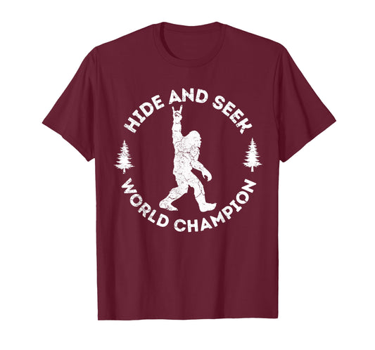 Bigfoot Hide And Seek Champion Funny Sasquatch Retro Vintage T-Shirt
