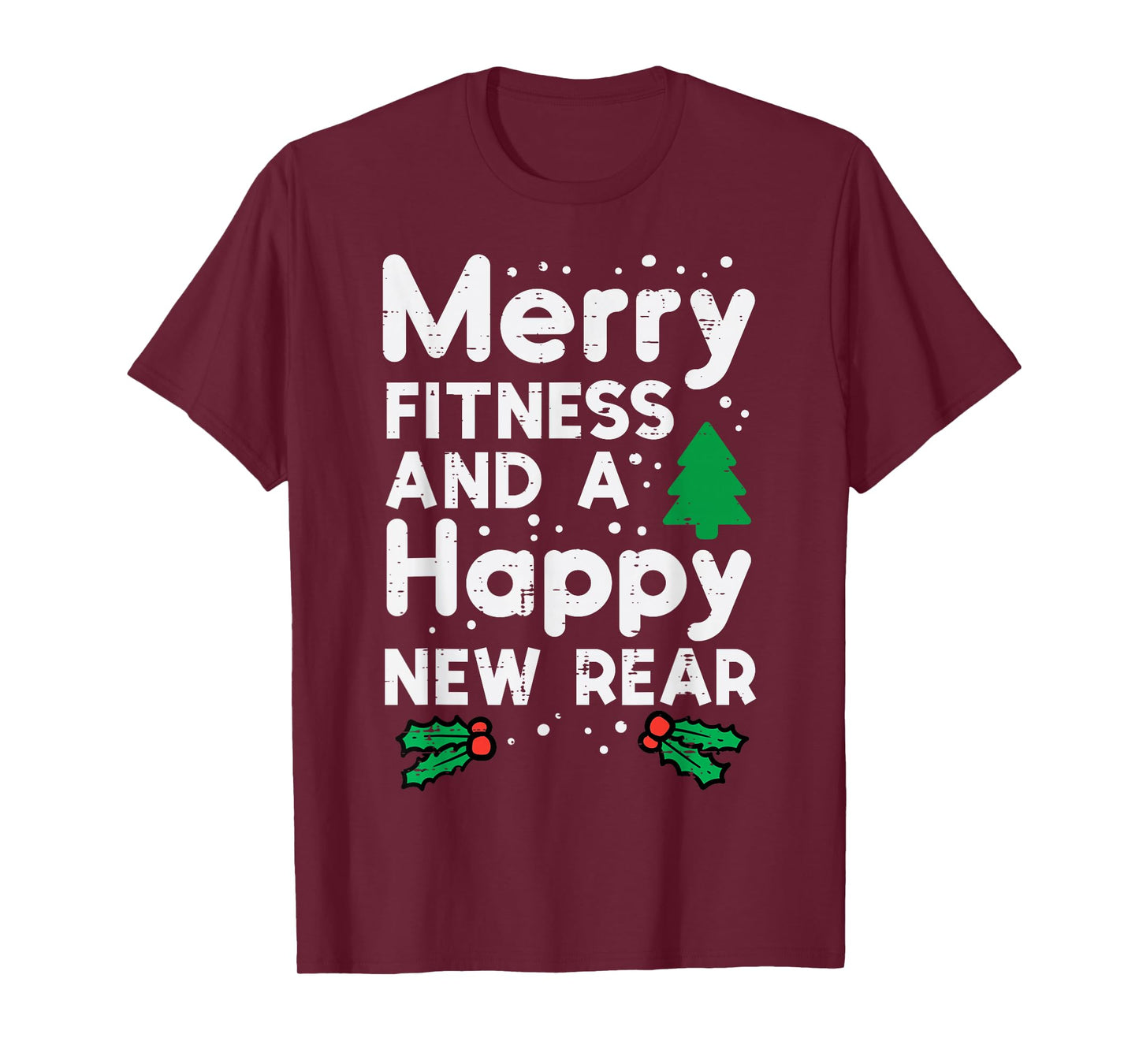 Christmas Merry Fitness Happy New Rear Xmas Workout Women T-Shirt