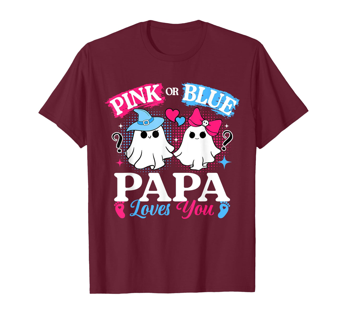 Pink or Blue Papa Loves You Gender Reveal Halloween T-Shirt