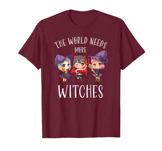 Chibi Anime Girls Witches Costume Funny Kawaii Halloween T-Shirt
