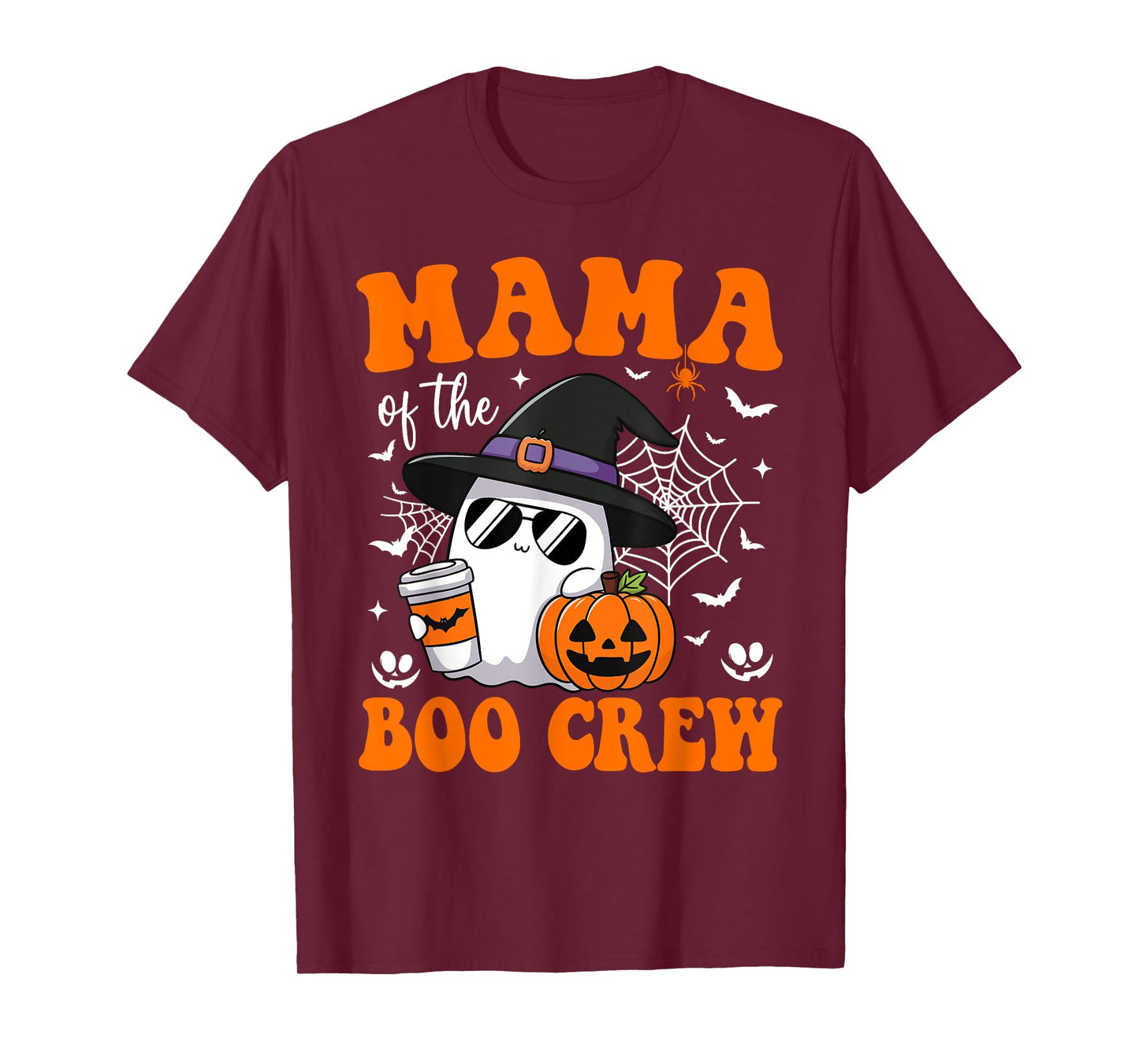 Mama of Boo Crew Groovy Ghost Matching Family Halloween T-Shirt