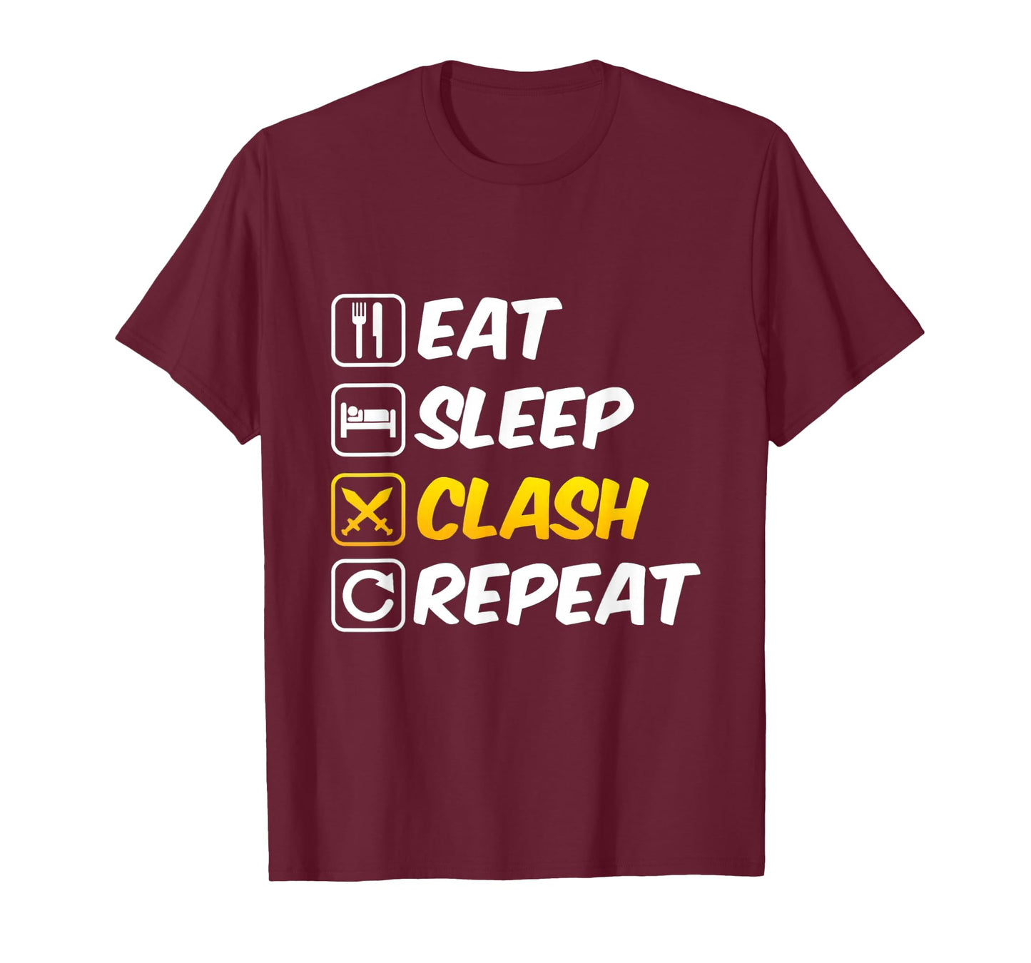 Eat Sleep Clash Repeat Swords Clan Mobile Gaming T-Shirt