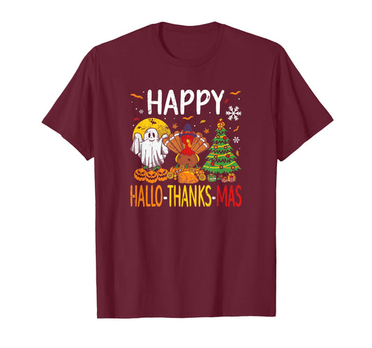 Hallothanksmas Halloween Thanksgiving Christmas T-Shirt