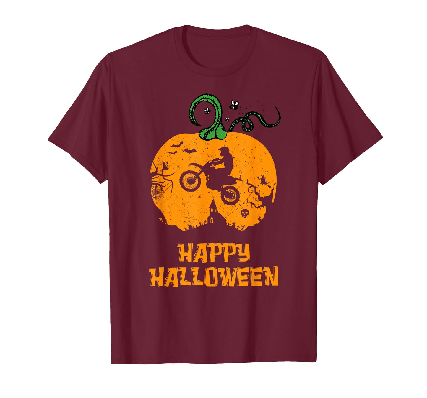 Halloween Pumpkin Motocross Dirt Bike T-Shirt