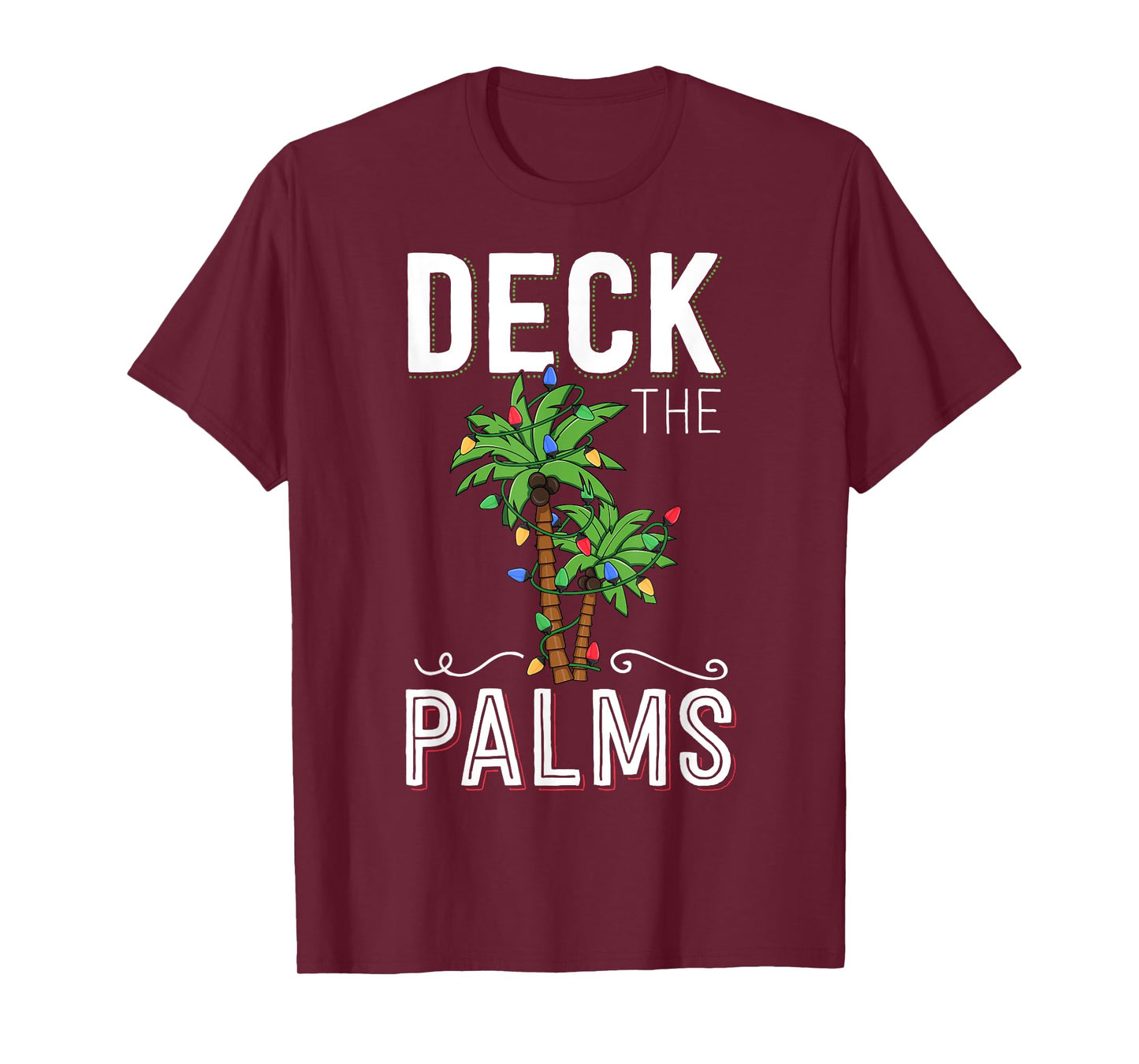 Deck The Palms Tropical Hawaii Christmas Palm Tree Lights T-Shirt