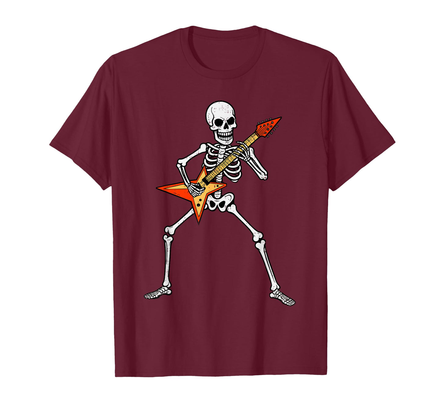 Skeleton Playing Guitar Rock Music Spooky Halloween Rocker T-Shirt