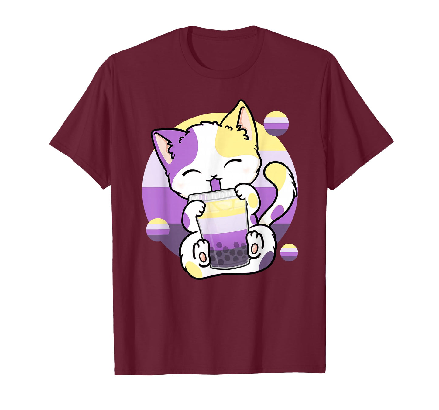 Cat Boba Tea Bubble Tea Anime Kawaii Neko Non-Binary Kitten T-Shirt