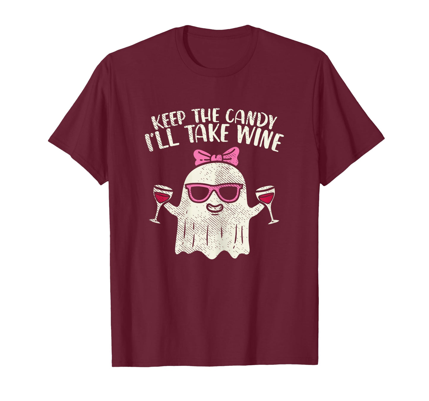 Keep Candy Ill Take Wine Ghost Funny Halloween Drinkin Women T-Shirt