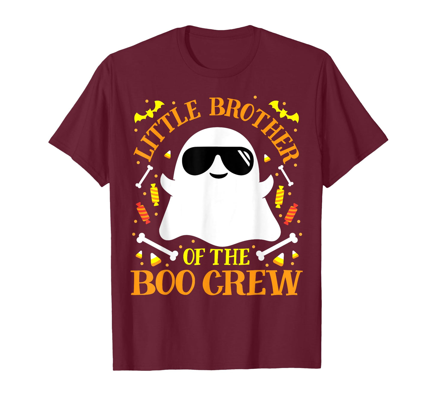 Little Brother Boo Crew Ghost Matching Family Boys Halloween T-Shirt