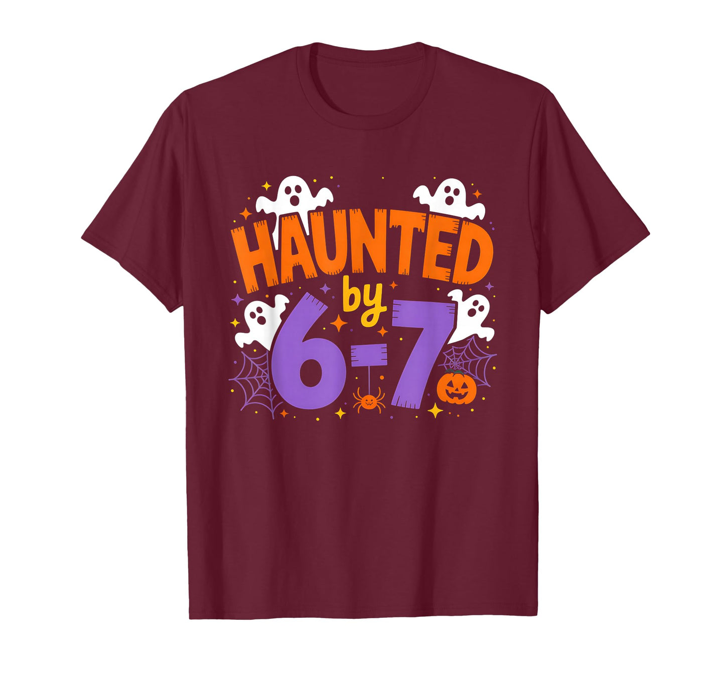 Haunted by 6-7 Halloween Ghosts and Spiders Design T-Shirt