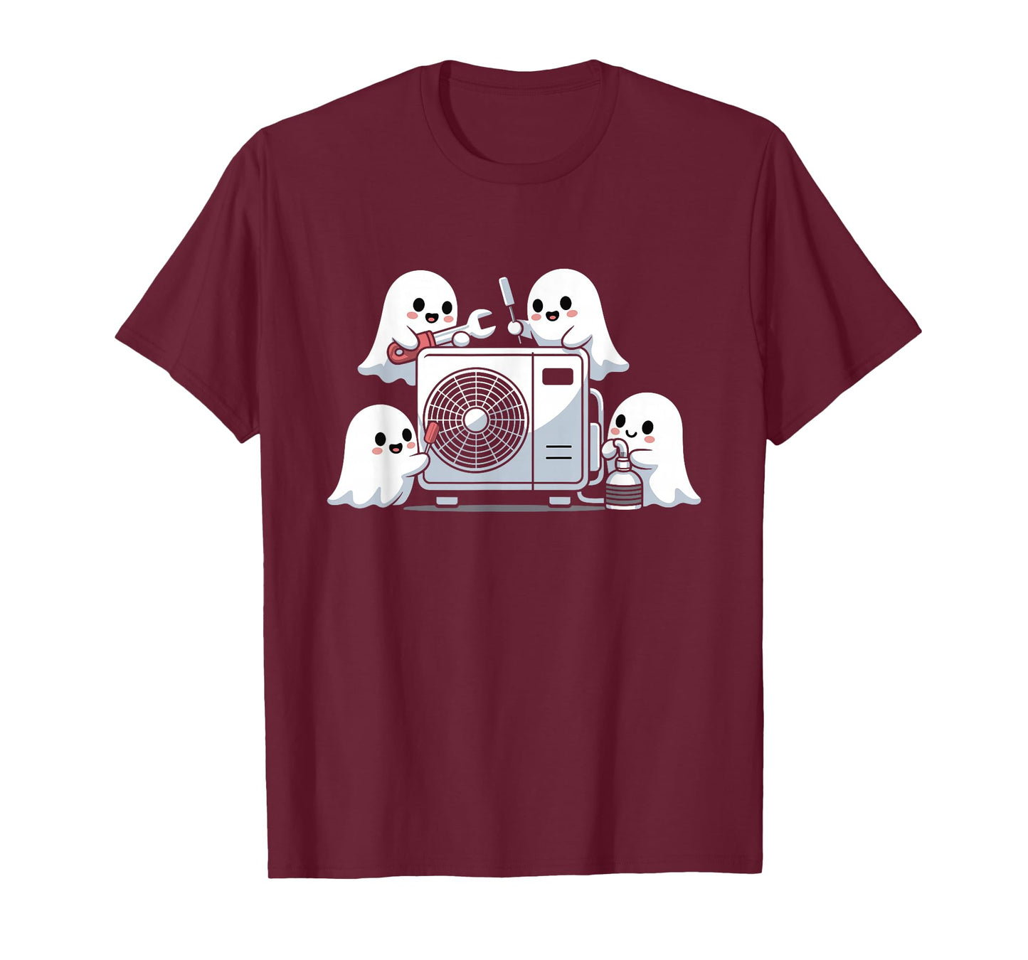 HVAC Tech Ghost Halloween Costume Spooky Technician Worker T-Shirt