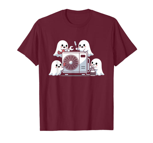 HVAC Tech Ghost Halloween Costume Spooky Technician Worker T-Shirt