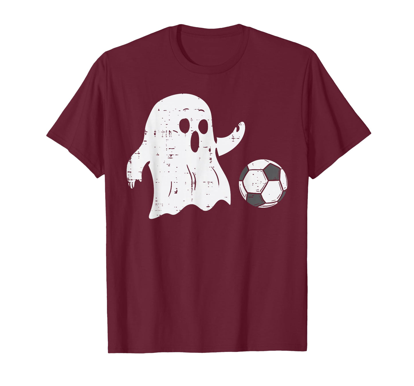 Ghost Playing Soccer Funny Football Halloween Costume Sports T-Shirt