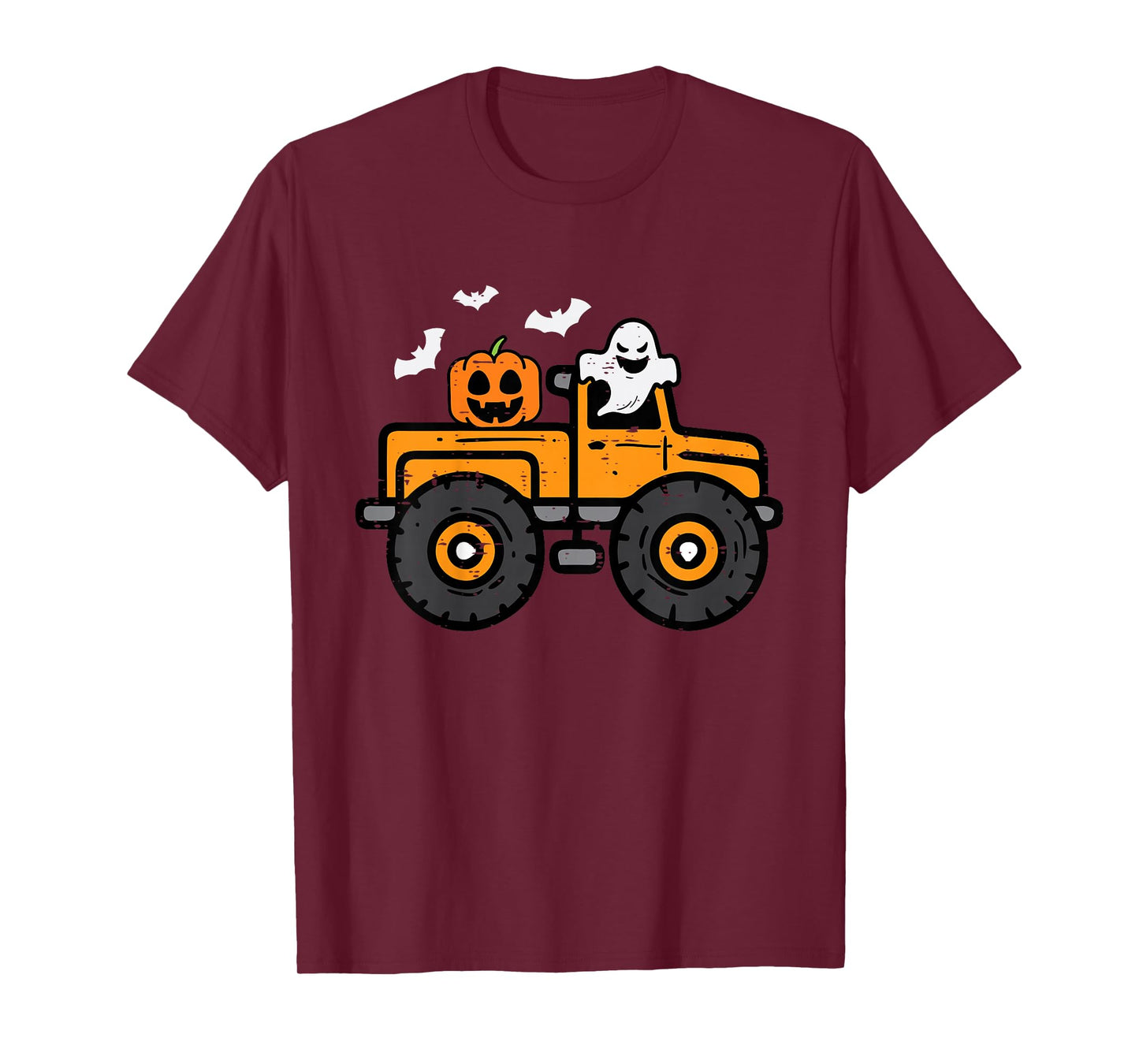 Kids Monster Truck Ghost Pumpkin Halloween Costume Toddler Boys T-Shirt