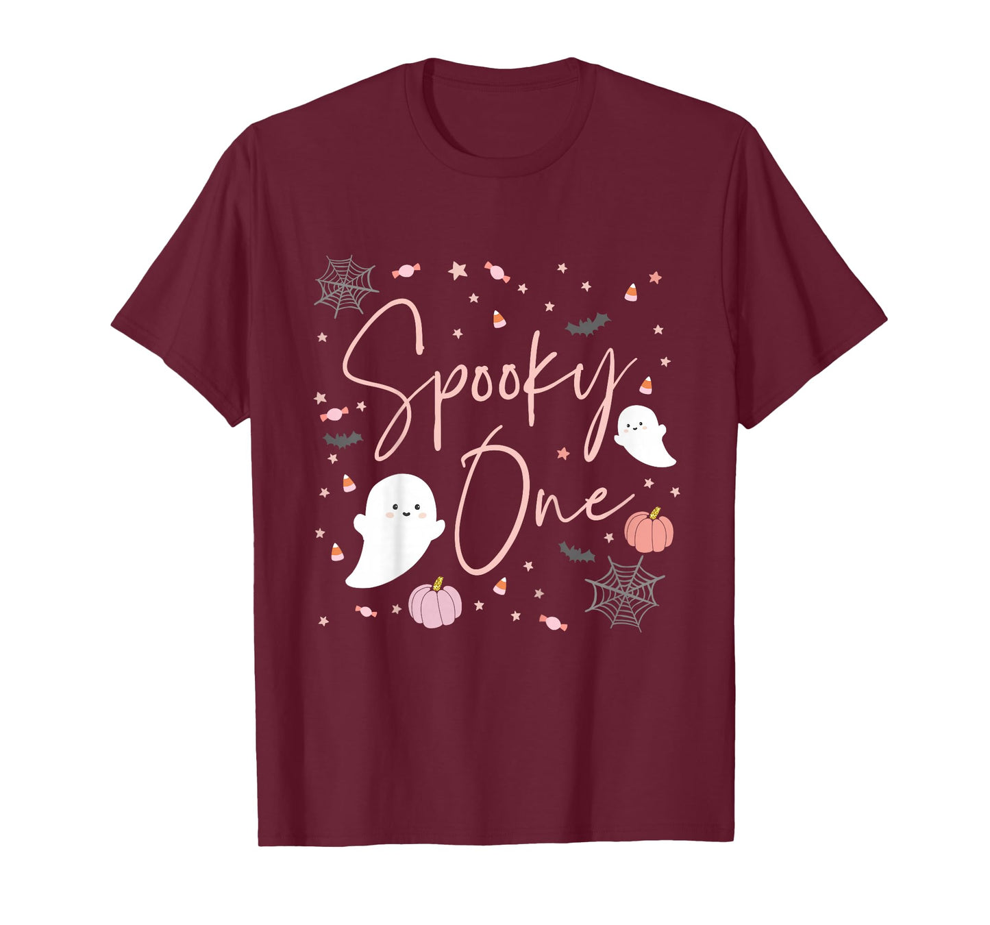 Kids Spooky One Baby Girl 1st First Birthday Pink Halloween T-Shirt