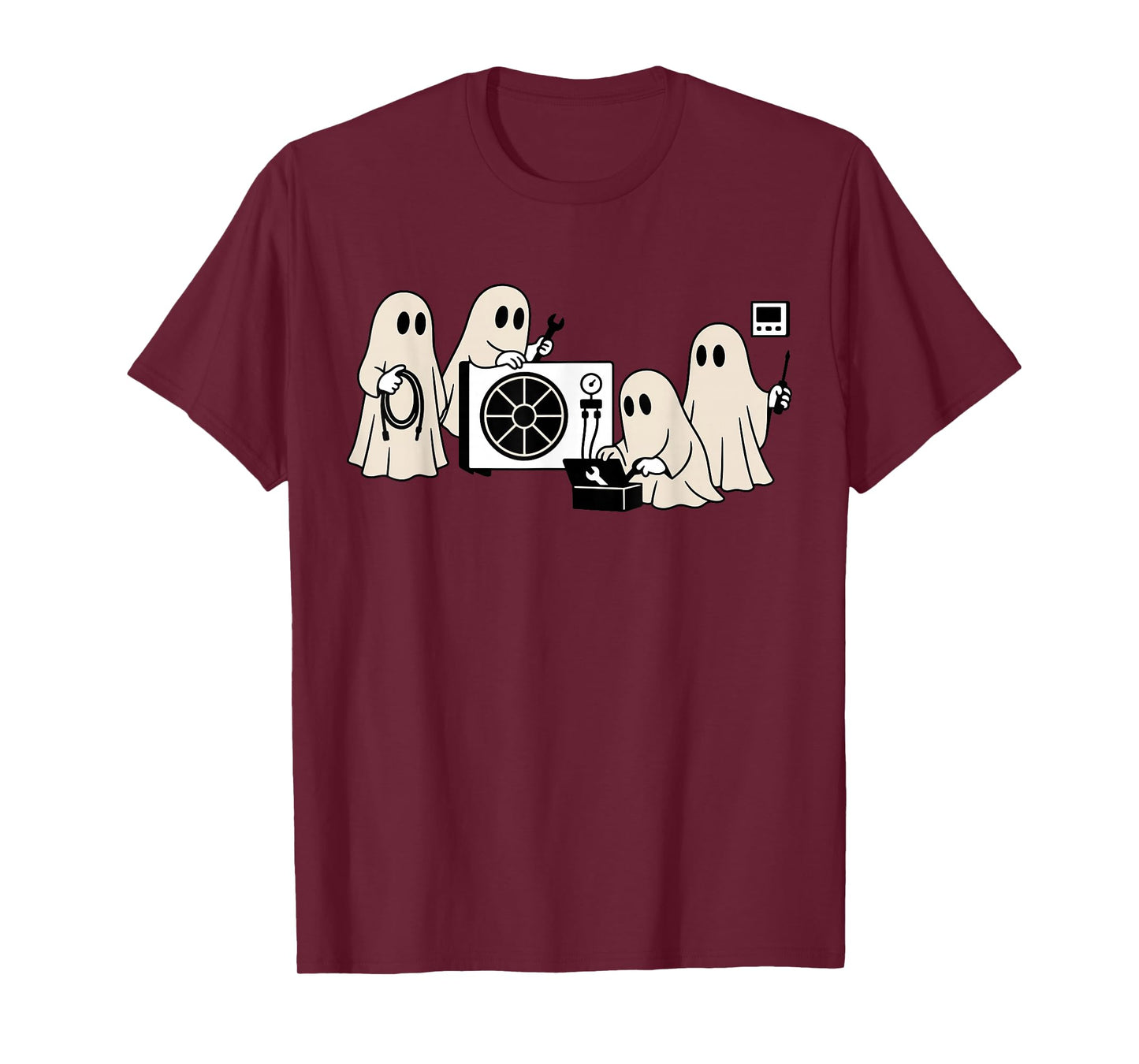HVAC Halloween Cute Boo Construction Worker Ghost Worker T-Shirt