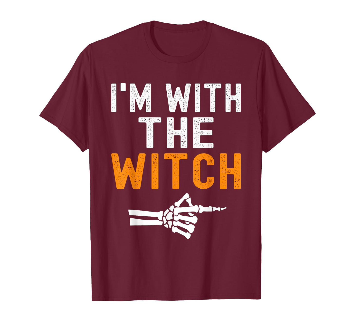 I'm With The Witch Funny Skeleton Halloween Matching Couple T-Shirt