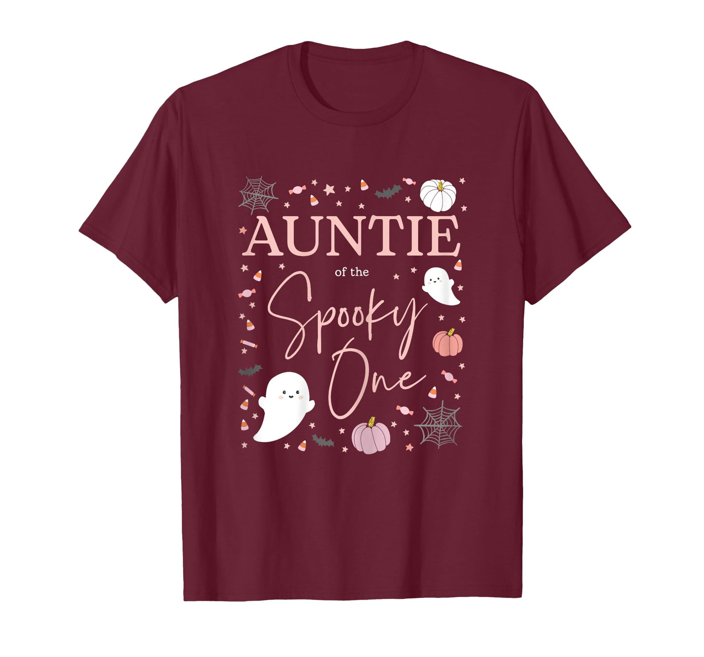 Auntie of the Spooky One Girl First Birthday Pink Halloween T-Shirt