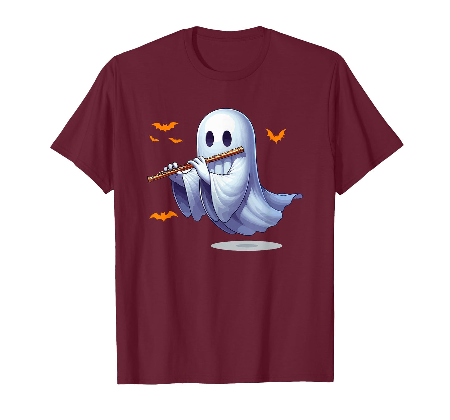 Boo Ghost Playing Flute Halloween Musical Instrument T-Shirt