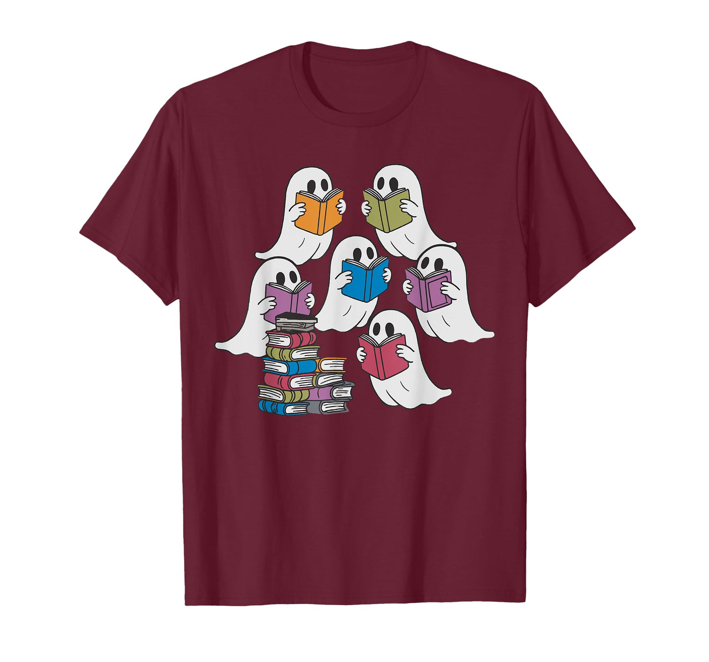 Funny Ghost Book Reading Halloween Books Lover Teacher T-Shirt