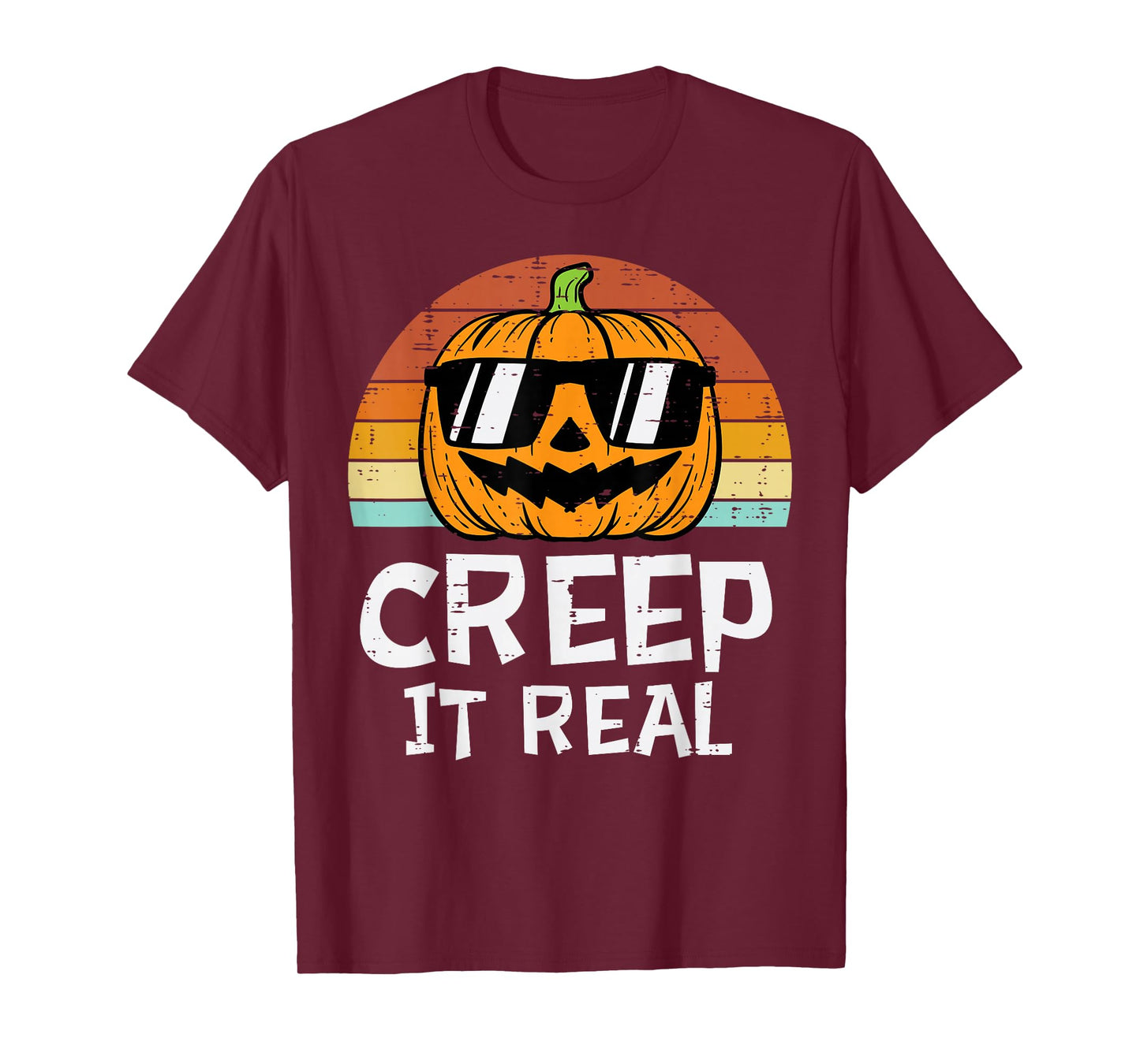 Creep It Real Cool Pumpkin Retro Halloween Costume Men Boys T-Shirt