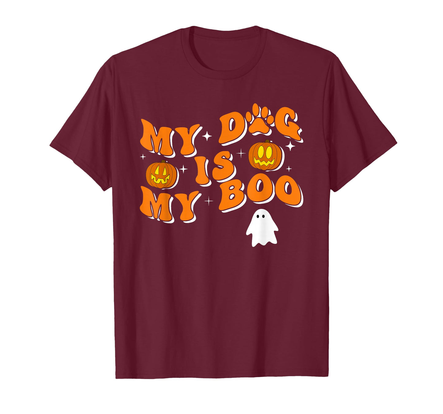 My Dog Is My Boo Groovy Ghost Dog Halloween Funny T-Shirt